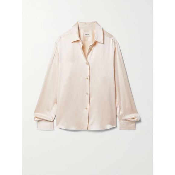 Khaite Argo Silk Charmeuse Top Blouse in Ecru 8 - Picture 4 of 4